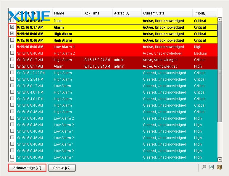 What to do when the HMI acknowledgement alarm appears?