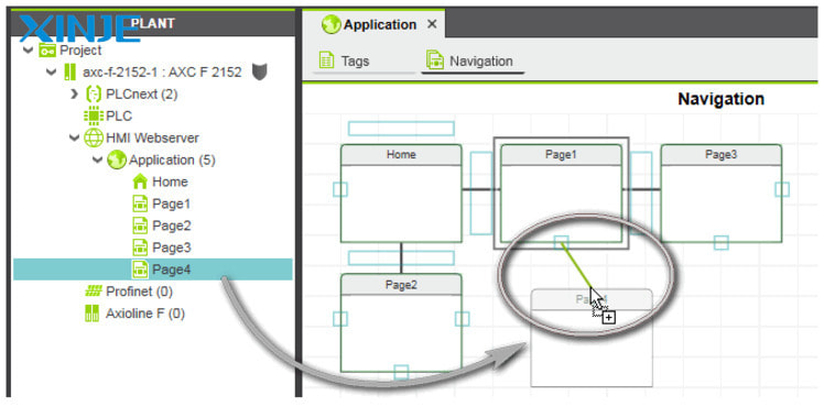What are the common types of Page Navigation in HMI?